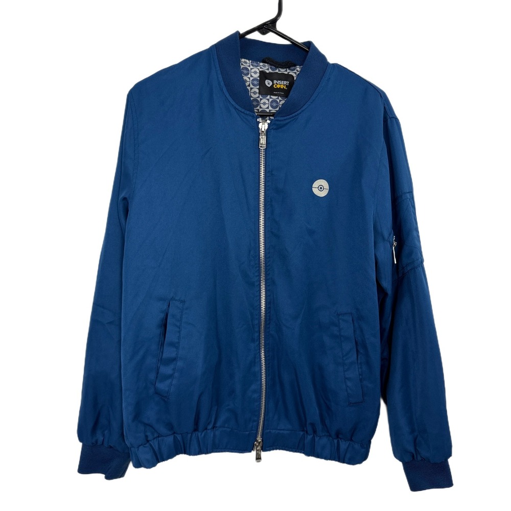 Insert Coin Jacket Mens Small KANTO Pokemon Trainer Video Game Blue Full Zip